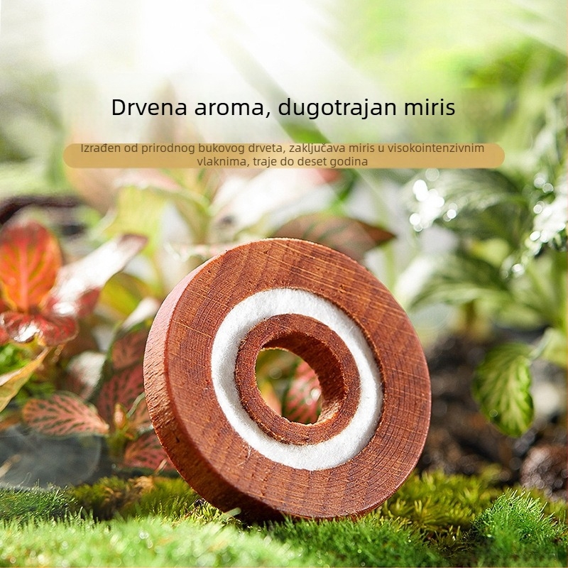 Automobilski miris i aromaterapija – solarni rotirajući mirisni držač za središnju konzolu, Osmanthus drveni ton, metalni držač, 5–10 ml, 31–60 dana