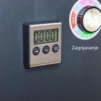 Kuhinjski elektronički štoperica s alarmom i LCD zaslonom — četvrtasti kućište od 304 nehrđajućeg čelika, napajanje baterijom, elektronički mehanizam