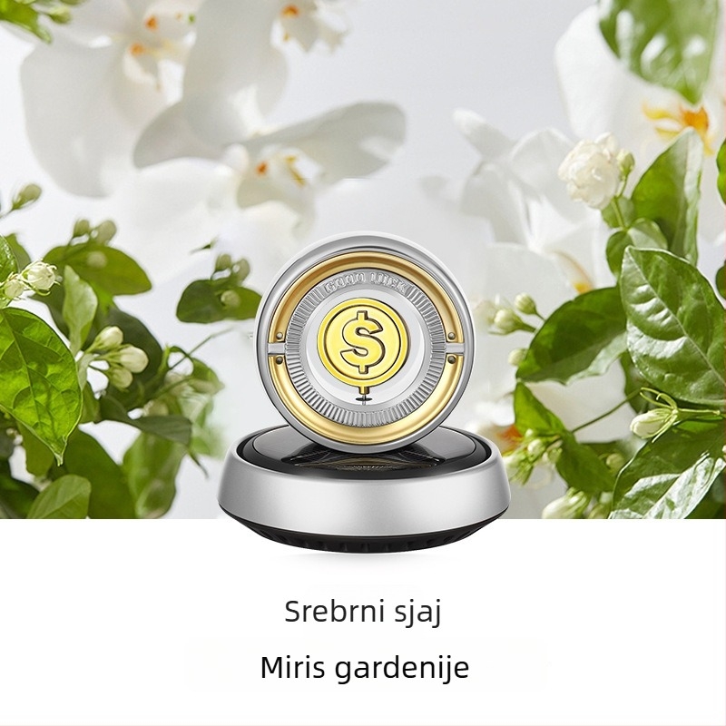 Automobilski rotirajući aromaterapijski ukras, metal, svijetli luksuzni stil, brand Fragrance Charm, prilagodljiv, dekorativni dodatak središnje konzole