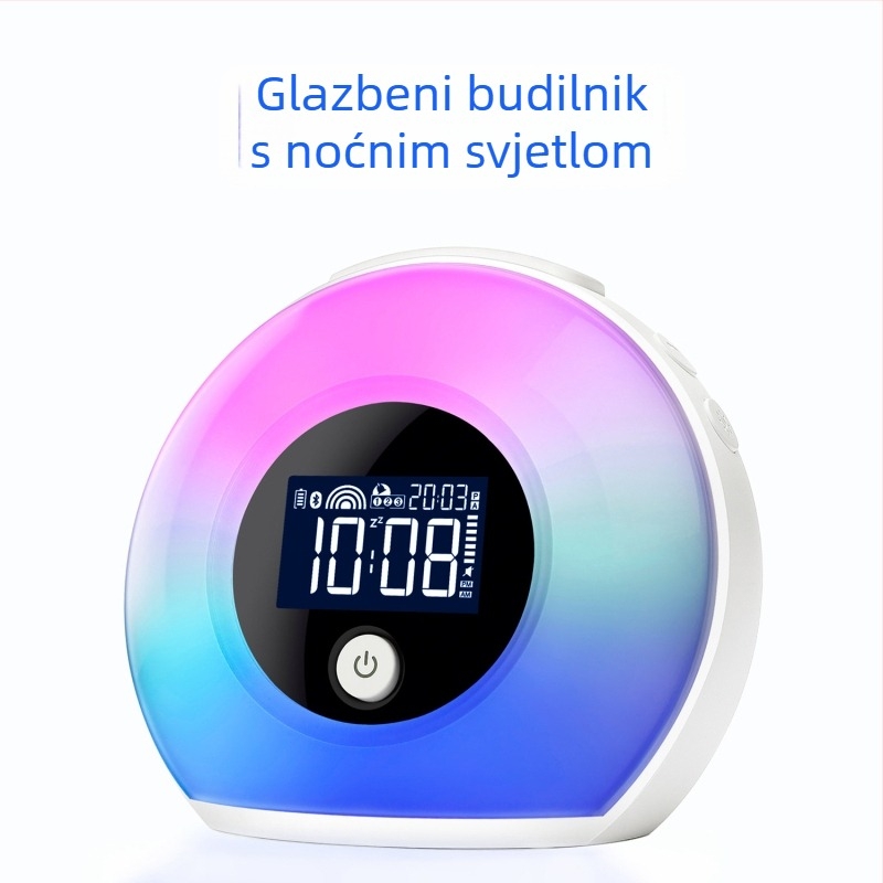 Budilnik s Bluetooth noćnim svjetlom, LCD zaslon, 24-satni indikator, napajan baterijom