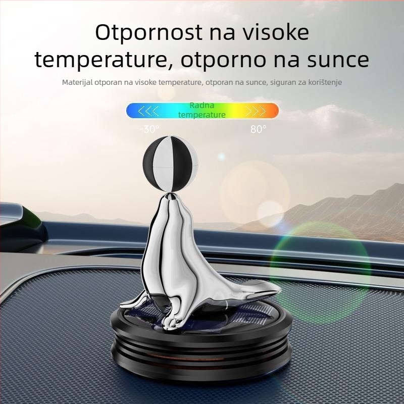 Solarna rotirajuća auto dekoracija s aromaterapijom, u obliku morskog lava, kapacitet 5–10 ml, plastični materijal, difuzija 1–15 dana
