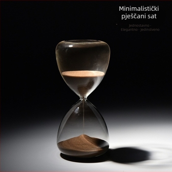 15-minutni stakleni pješčani sat – okruglog oblika, ručno puhanog stakla, viseći dekorativni ornament za dom