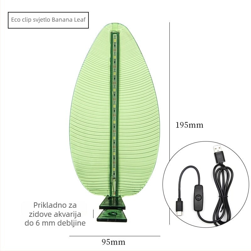 LED svjetlo za akvarij s klipom, USB napajanje, vodootporno, 1W, kućište od PC-a