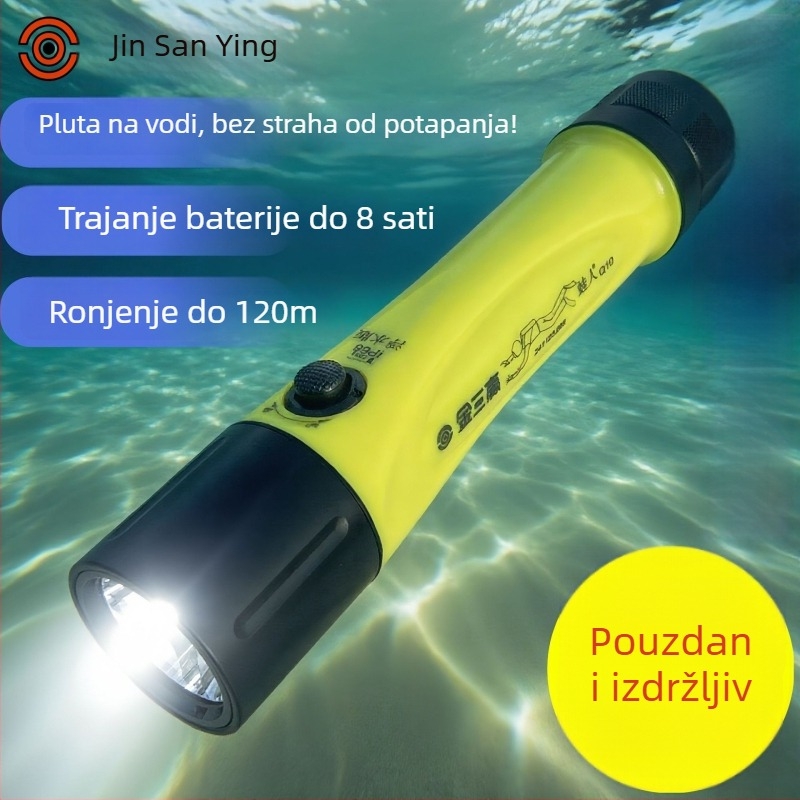 Potapljačka LED svjetiljka s dugačkim dometom, tijelo od aluminijske legure i čvrstog plastika, IPX8 vodootpornost, plutajuća verzija Q10