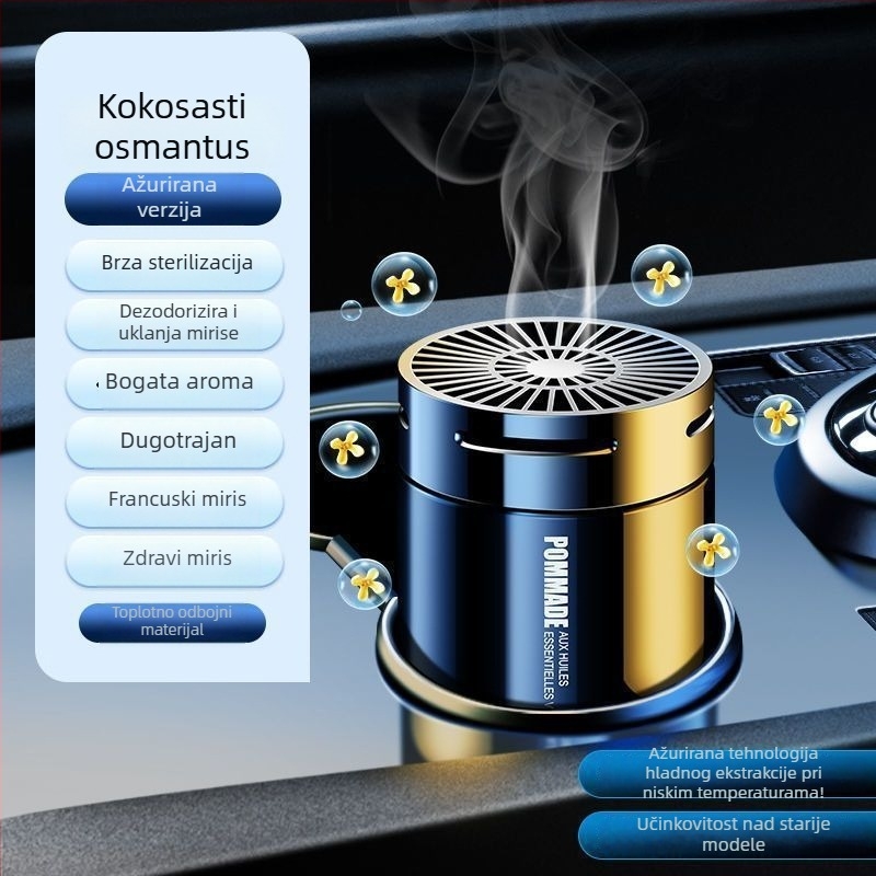 Automobilski parfemski dekorativni element, cilindrični PVC blok, Jasmine miris, začinski drveni noti, zapremina 50–100 ml, trajanje isparavanja 61–90 dana