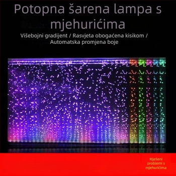 LED traka za akvarij, vodootporna šarolna traka s promjenjivim bojama mjehurića, oksigenacija i podvodno dekorativno osvjetljenje