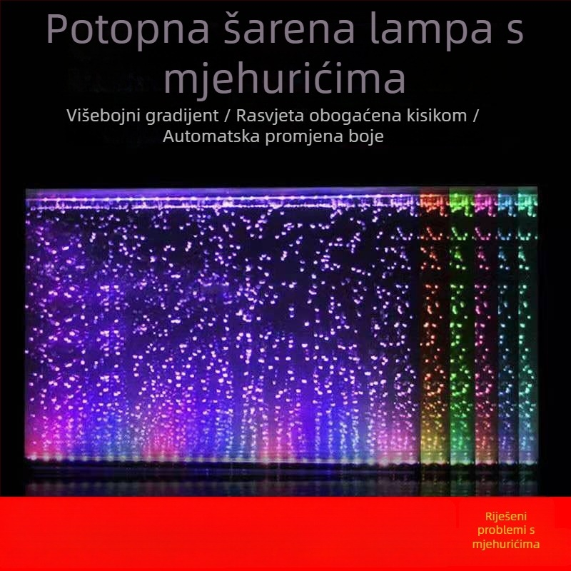 LED traka za akvarij, vodootporna šarolna traka s promjenjivim bojama mjehurića, oksigenacija i podvodno dekorativno osvjetljenje