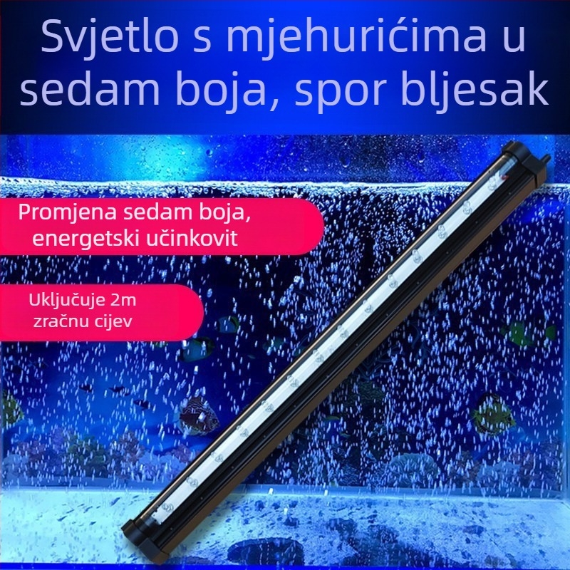 LED traka za akvarij, vodootporna šarolna traka s promjenjivim bojama mjehurića, oksigenacija i podvodno dekorativno osvjetljenje
