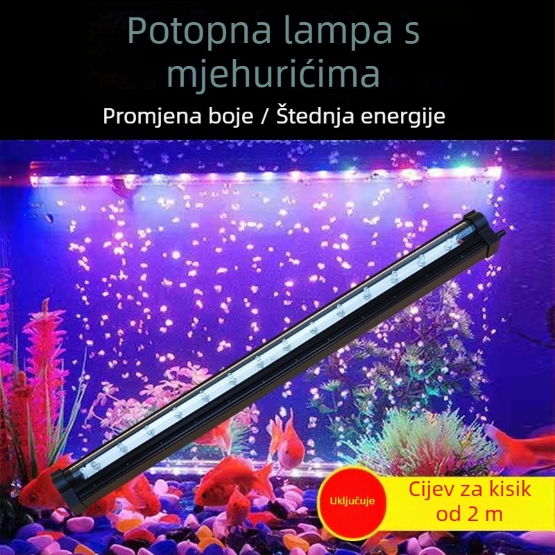 LED traka za akvarij, vodootporna šarolna traka s promjenjivim bojama mjehurića, oksigenacija i podvodno dekorativno osvjetljenje