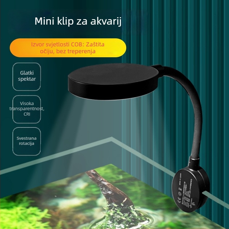 Klip-on rasvjeta za akvarij za ribe i vodene biljke, vodootporna, 3W, PC kućište, Water Dance World