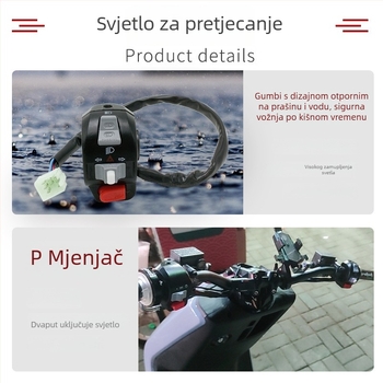 Prekidač upravljača za električni motocikl sa svjetlima za uzbunu, upravljanjem svjetlima, lijevi i desni pokazivači te truba