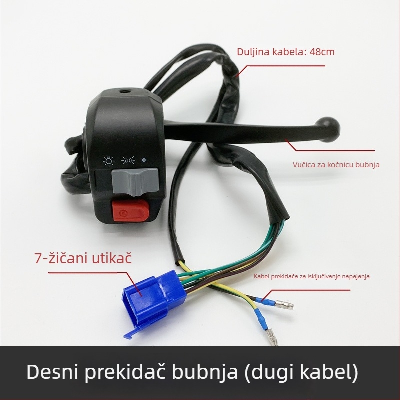 Prekidač upravljača za električni motocikl sa svjetlima za uzbunu, upravljanjem svjetlima, lijevi i desni pokazivači te truba