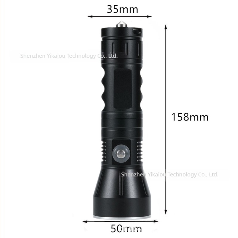 Ručna potopna LED svjetiljka, 4000 lm, 20 W LED, baterija 26650 2000 mAh, IP68, 90° snop, aluminijska legura