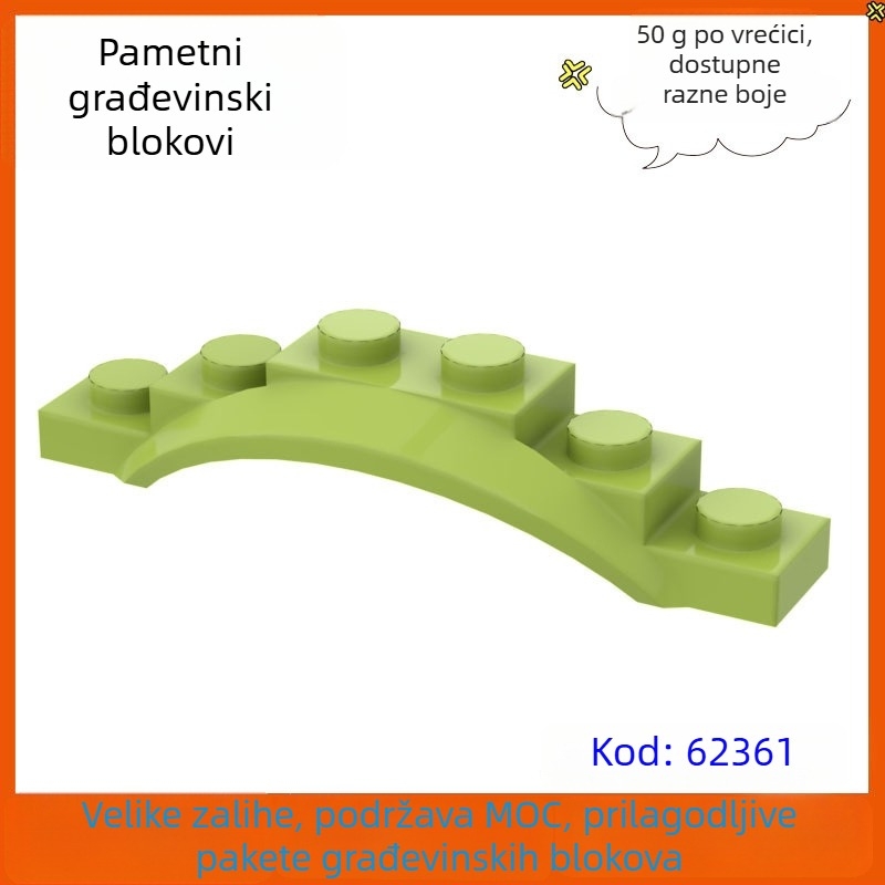 Dijelovi za građevne blokove – ABS plastika, male čestice, 1x6 Fender Wheel Eyebrow, 0,05 kg