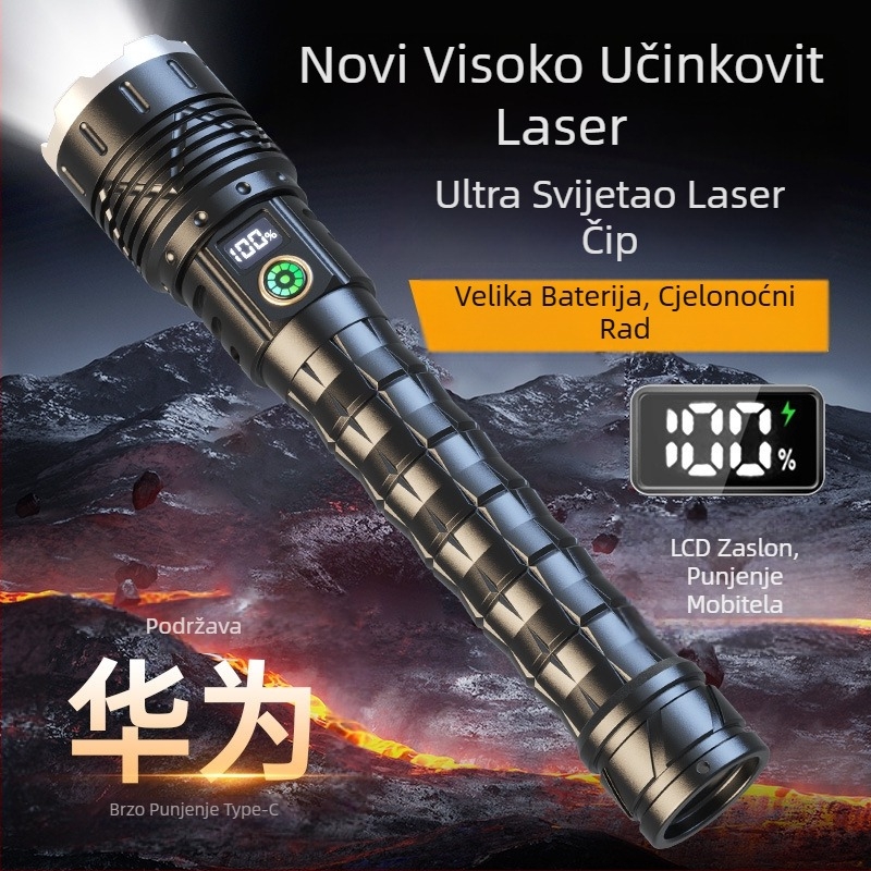 LED svjetiljka od aluminijskog legura s teleskopskim zoomom, 5000mAh USB punjenje, ručna energija, 360° rotacija