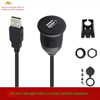 Automobilski USB kabel s jednim priključkom, vodootporan, USB 3.0/2.0, muški–ženski, duljina 0,3/1/2 m