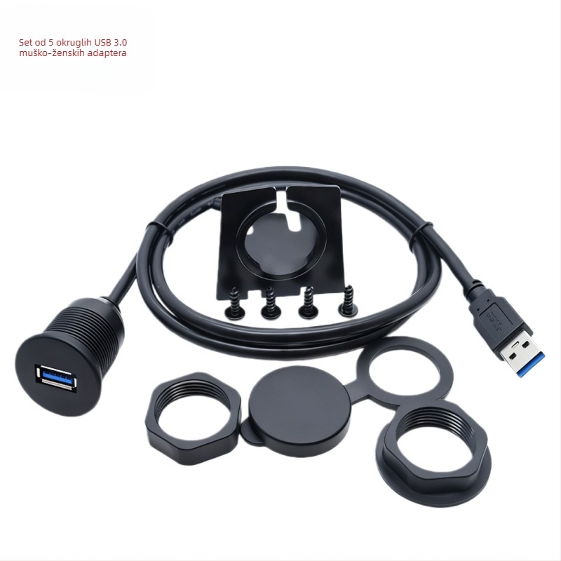 Automobilski USB kabel s jednim priključkom, vodootporan, USB 3.0/2.0, muški–ženski, duljina 0,3/1/2 m