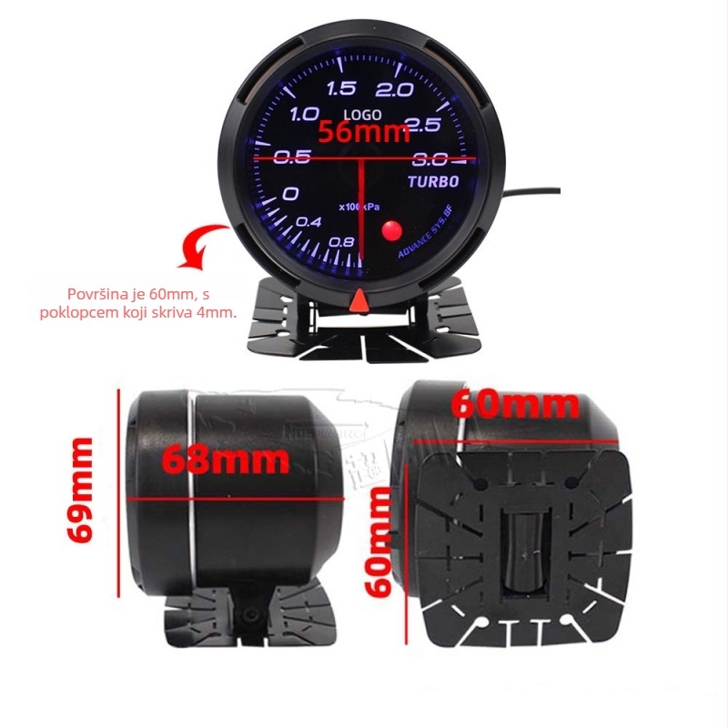OBD višenamjenski automobilistički instrument, ABS + metalna konstrukcija, 12V kompatibilnost, Marka JXR