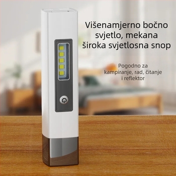 LED baterijska svjetiljka s ručnim pogonom i ugrađenim power bankom, vodootporna, bočna rasvjeta, 3.7V, 800 mAh, domet 200–500 m