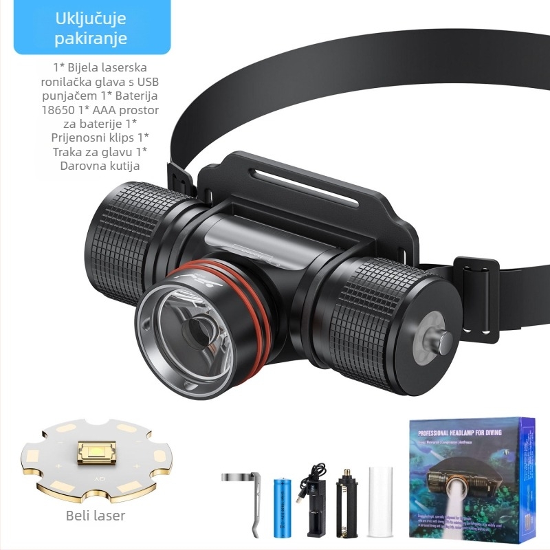 Potapljački čelni LED laser, 30W, punjiva, magnetski prekidač