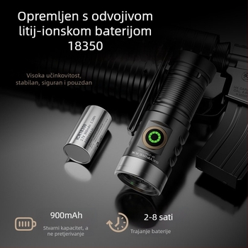 Ručna baterijska svjetiljka SKY FIRE SF-2134, aluminijska legura, kapacitet baterije 900, bijeli laser, 350+ lm, vodootporna