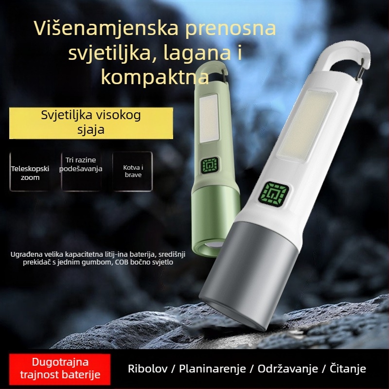 Lanterna s teleskopskim zumom, 5W LED, ponovno napajanje, 800 mAh baterija, vanjsko traženje