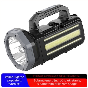 LED solarna svjetiljka s punjenjem, 2400 mAh, 10 W, LED svjetlo, domet 100–200 m, višenamjenska