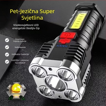 LED svjetiljka s COB bočnim osvjetljenjem, 10W, USB punjenje, ručno punjenje, domet do 50 m
