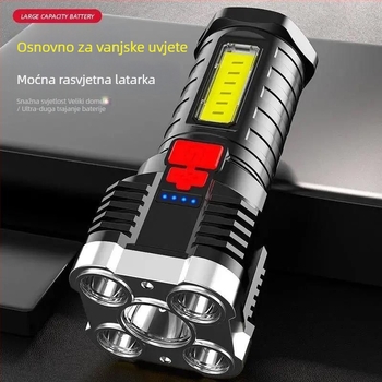 LED svjetiljka s COB bočnim osvjetljenjem, 10W, USB punjenje, ručno punjenje, domet do 50 m