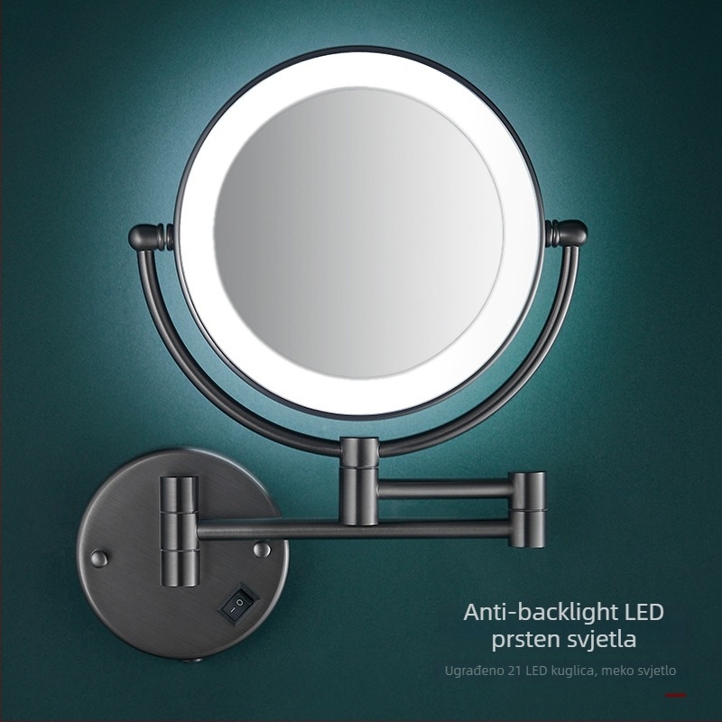 Anju Sklopivo ogledalo za kupaonicu, dvostrano, zidno, proširivo, metalni okvir