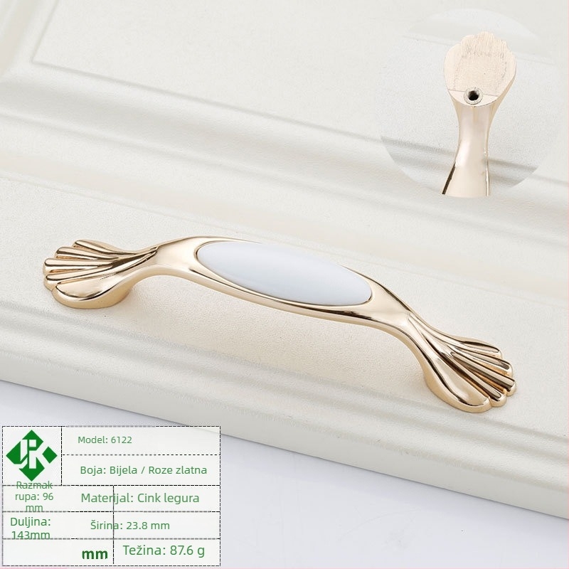 Drška za ormare – cinkov legura, elektroplakiranje, moderan minimalistički stil; pogodna za vrata ormara, garderobe, ladice