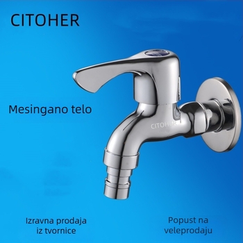 Bakreni zidni miješalica za perilicu i mop sudoper, model 1001A, promjer sjedala 15 mm, keramički jezgrovni mehanizam, ugradnja u zid