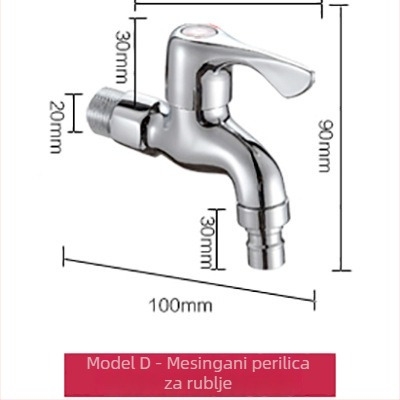 Bakreni zidni miješalica za perilicu i mop sudoper, model 1001A, promjer sjedala 15 mm, keramički jezgrovni mehanizam, ugradnja u zid