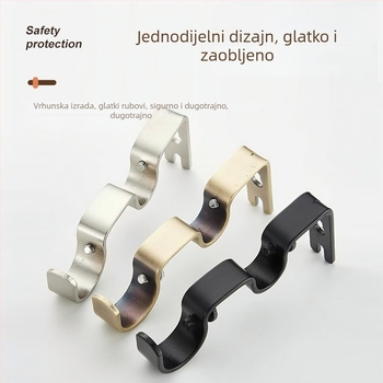 Držač za zavjesu – dvostruko zakrivljeni nosač, od željeza, moderan minimalistički stil, pogodan za sve vrste zavjesa
