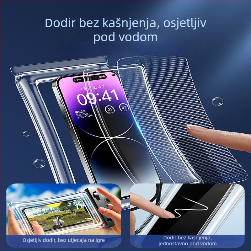 Gumena vodootporna torbica za plivanje, jednostavan stil; vodootporna tkanina; pogodna za odrasle, djecu i starije osobe; neutralan spol; za casual, ronjenje, plažu i vanjsku upotrebu