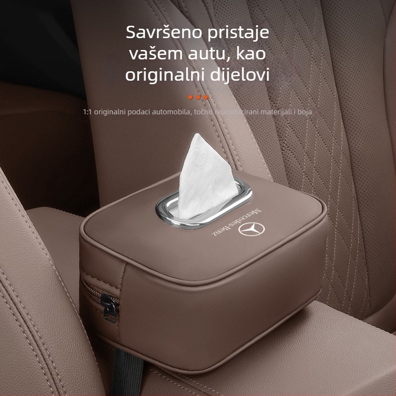 Kožna kutija za maramice u Mercedes-Benz automobilu — kožni unutarnji dodatak za E-klasu, E300A-klasu, C-klasu, GLC/GLB