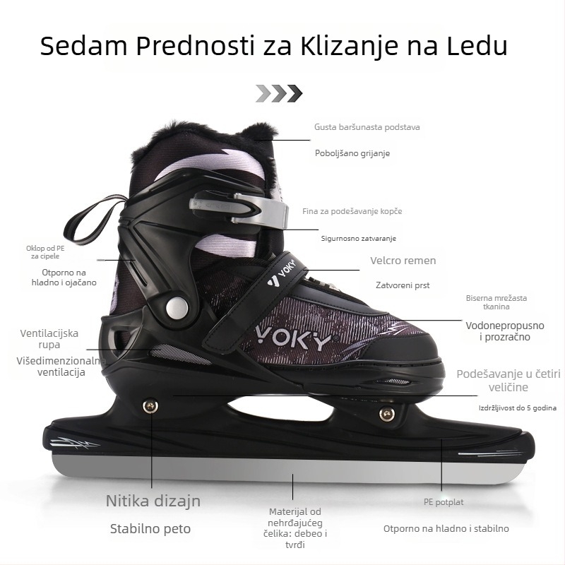 VOKY figure skates – oštrica od nehrđajućeg čelika, duljina oštrice 38 cm, potplat: drugi materijal