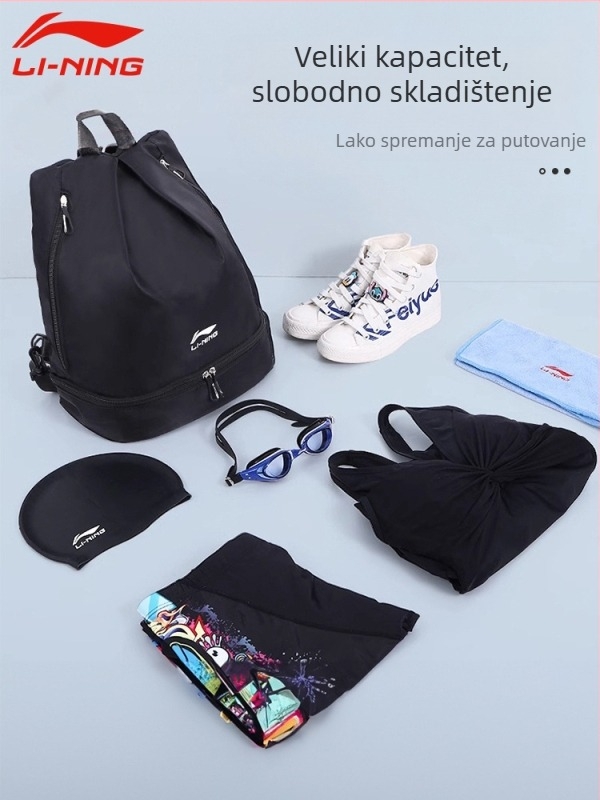 Sportska torba za plivanje s podjelom mokro/suhog, vodootporna, velika zapremina, Tarpaulin materijal, podstava od najlona