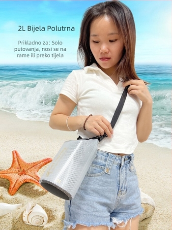 Vodootporna bucket torba s klip mrežom, PVC materijal, leisure stil, otisnuto logo, crossbody naramenica