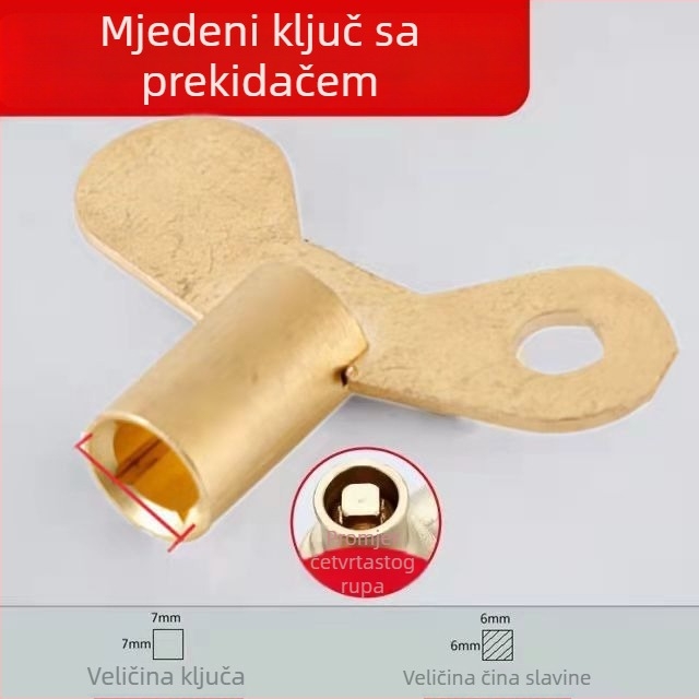 Bakreni jezgreni kutni ventil za slavinu toplom i hladnom vodom – nominalni promjer 20 mm, 180° okret, maksimalna temperatura rada 100°C, vijek trajanja 50 godina