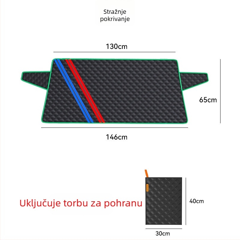 Auto sjenilo za polovicu tijela, aluminijska folija, ugradnja klikom, za prednji dio