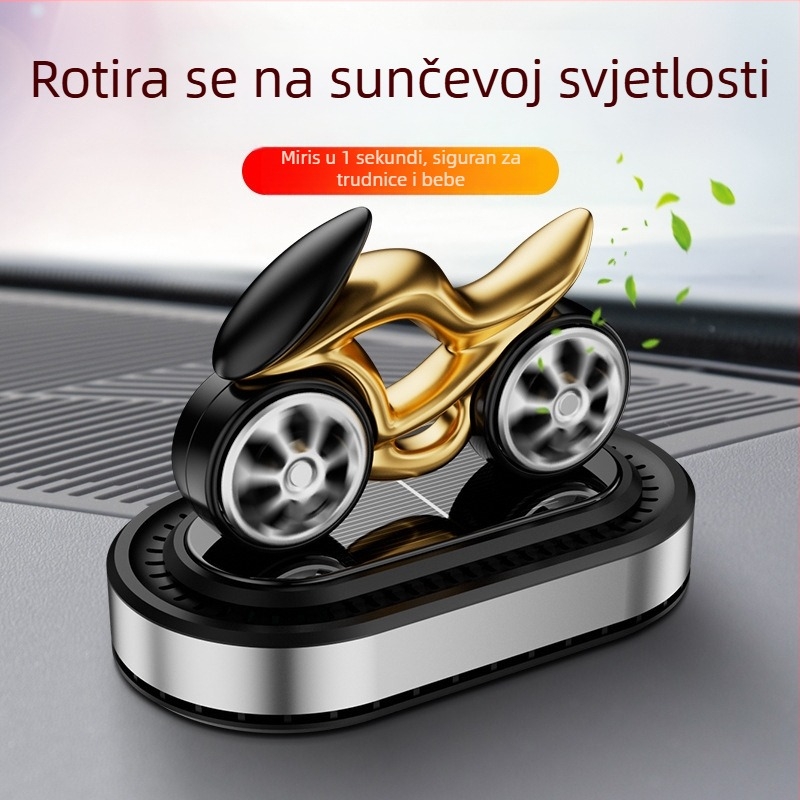 Auto aromaterapijski difuzor sa solarnom rotaciji – ukrasni model motocikla za središnju konzolu, 5–10 ml, isparavanje 1–15 dana, rok trajanja 1 godina