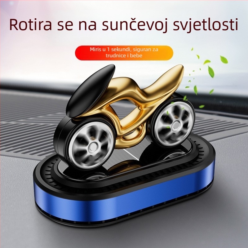 Auto aromaterapijski difuzor sa solarnom rotaciji – ukrasni model motocikla za središnju konzolu, 5–10 ml, isparavanje 1–15 dana, rok trajanja 1 godina