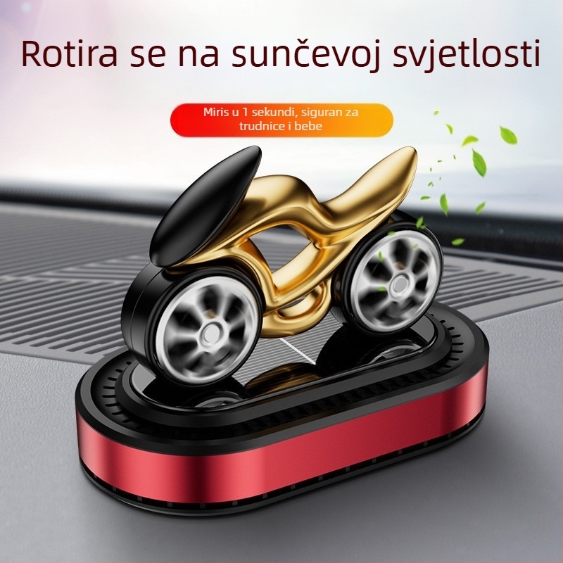 Auto aromaterapijski difuzor sa solarnom rotaciji – ukrasni model motocikla za središnju konzolu, 5–10 ml, isparavanje 1–15 dana, rok trajanja 1 godina