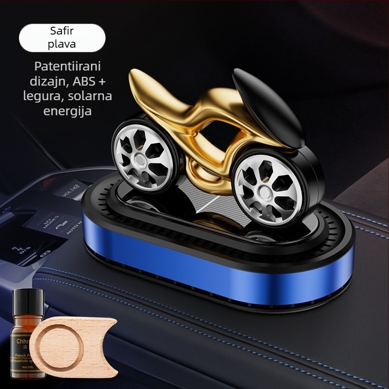 Auto aromaterapijski difuzor sa solarnom rotaciji – ukrasni model motocikla za središnju konzolu, 5–10 ml, isparavanje 1–15 dana, rok trajanja 1 godina