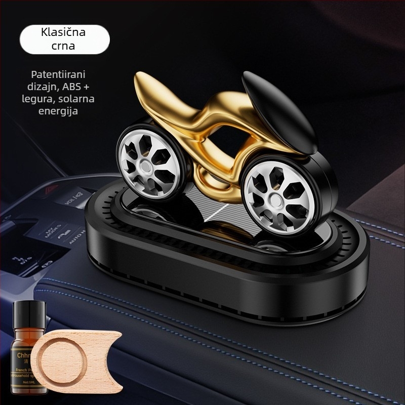 Auto aromaterapijski difuzor sa solarnom rotaciji – ukrasni model motocikla za središnju konzolu, 5–10 ml, isparavanje 1–15 dana, rok trajanja 1 godina