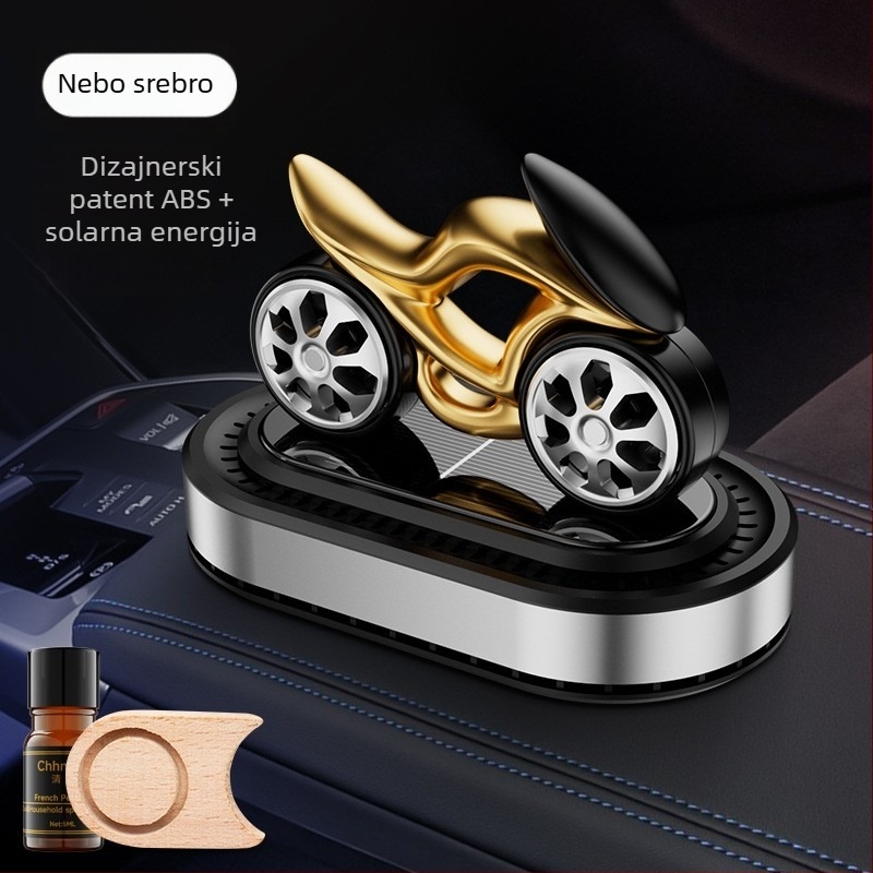 Auto aromaterapijski difuzor sa solarnom rotaciji – ukrasni model motocikla za središnju konzolu, 5–10 ml, isparavanje 1–15 dana, rok trajanja 1 godina