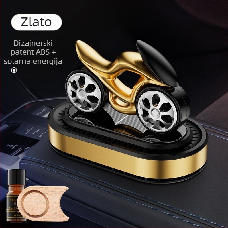 Auto aromaterapijski difuzor sa solarnom rotaciji – ukrasni model motocikla za središnju konzolu, 5–10 ml, isparavanje 1–15 dana, rok trajanja 1 godina