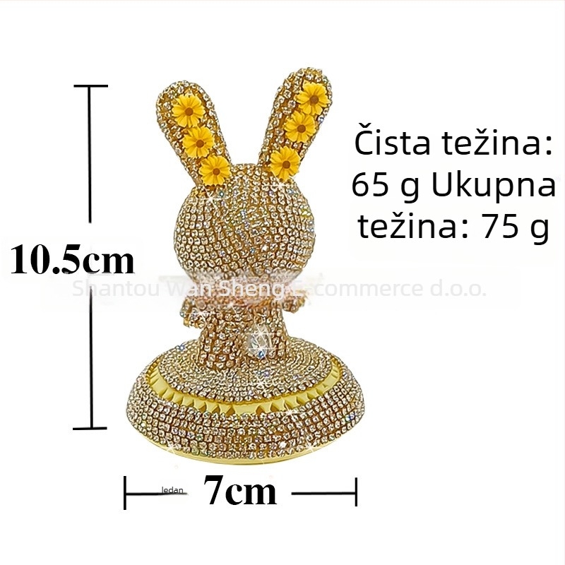 Auto aromaterapijski ukras za unutarnju središnju konzolu – stakleni materijal, dekoracija i aroma, cvjetni miris NO.5, volatilizacija 1–15 dana, s motivom medvjedića i zeca
