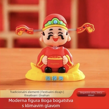 Auto ukras s Bogom bogatstva koji klima glavom, crtani stil, Friendly marka, dekorativna namjena